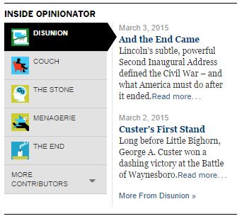 Snapshot taken from the NYT opinion pages. Sections of the Opinionator.