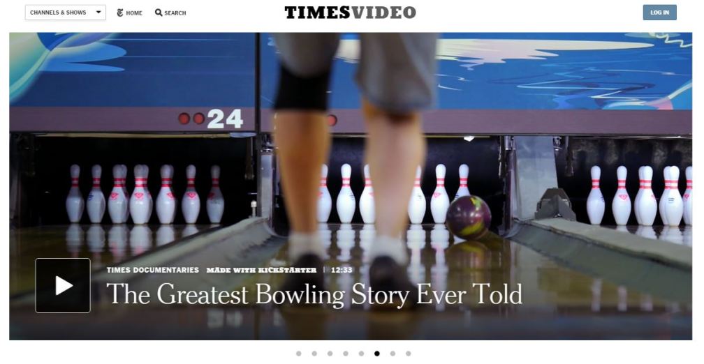 Snapshot of Times Video homepage taken from the New York Times website.