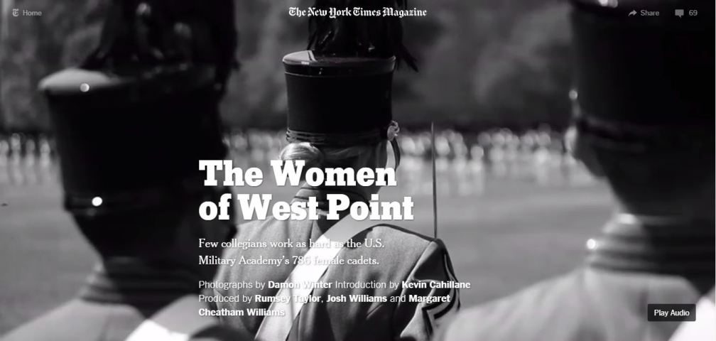 The Women of West Point Photo Essay. Screenshot taken from the NY Times Magazine.